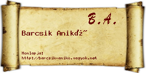 Barcsik Anikó névjegykártya